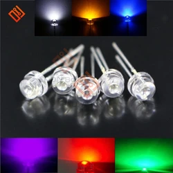 100Pcs 5mm Diode Straw Hat White Red Green Blue Yellow Purple Smd Smt Led Clear Super Bright Wide Angle Bulb 20000mcd Lamp
