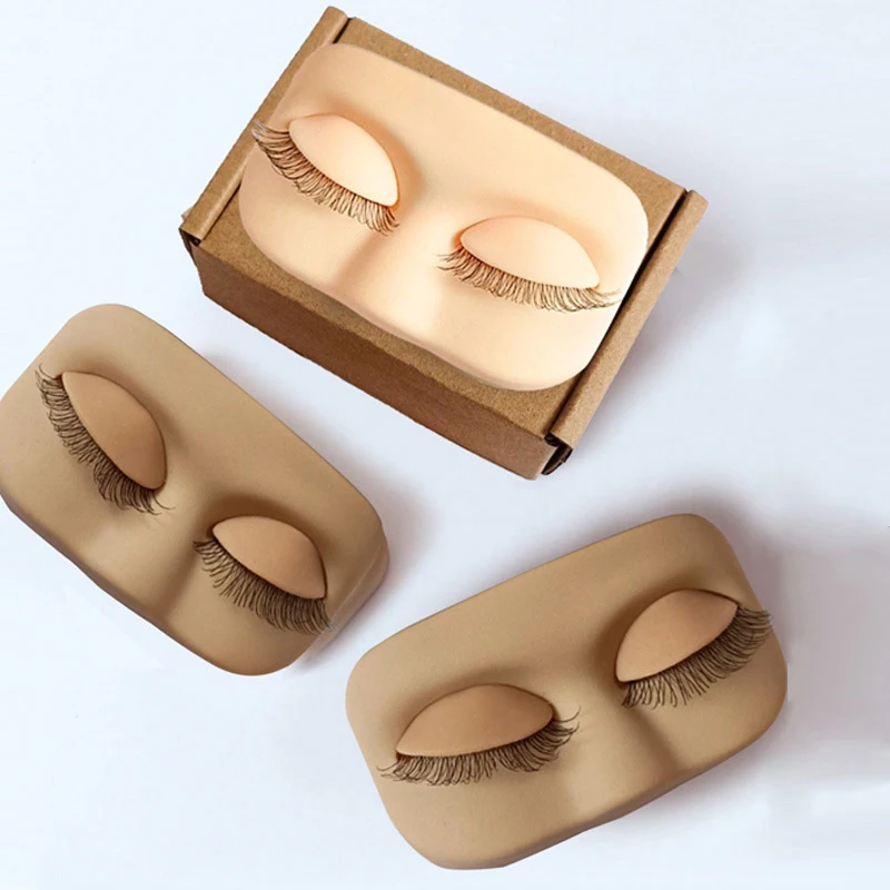 미니 속눈썹 연습용 교체형 트레이닝 헤드 플랫 모델 탈부착 가능한 눈꺼풀과 인조 속눈썹 헤드 익스텐션 포함