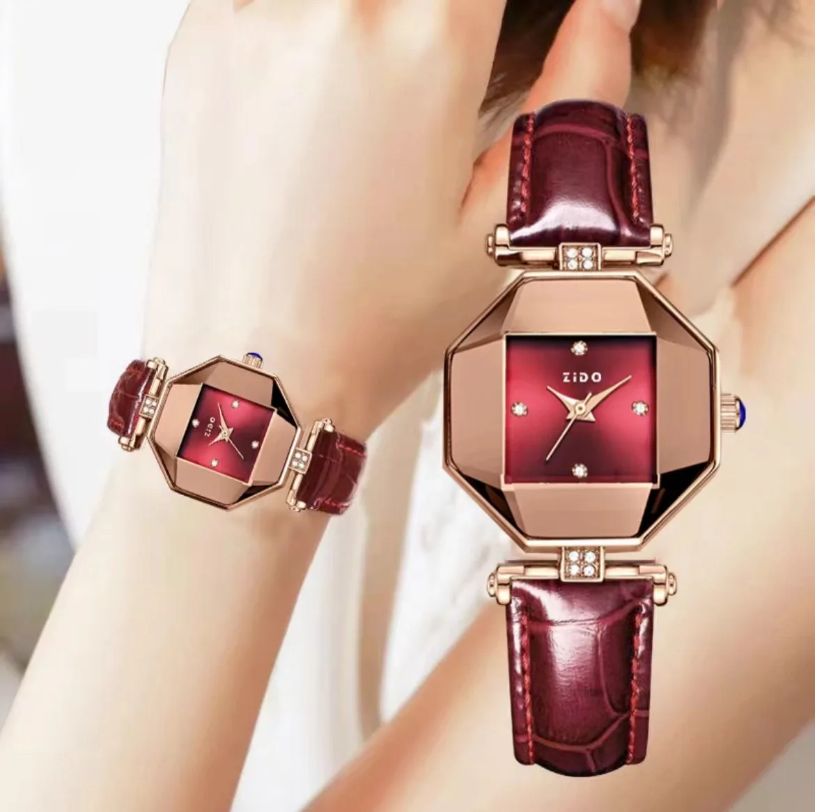 

Niche temperament light luxury retro fashion simple luminous waterproof movement square 1404 women's watch