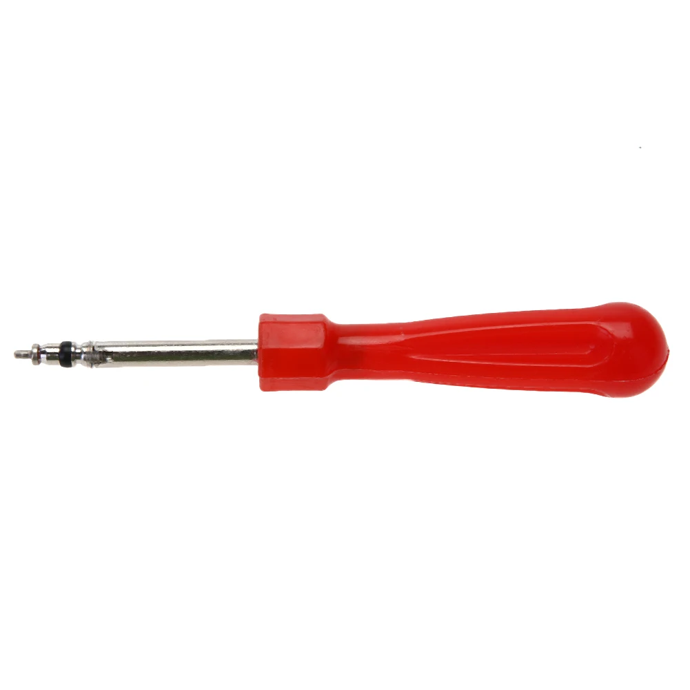 Tire Valve Core Removal Installer Tool Screw Driver Tire Repair Wrench with 5 Valve Cores Car Bike Motorcycle Repair Tools