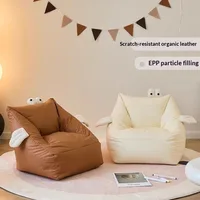 Kids Bean Bag Sofa Cute Playroom Reading Chair Baby Toddler Recliner Seat Soft Washable Removable Cover Brown White Orange 3