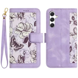 Embossed Flower Leather Wallet Phone Case with Card Slots Cover - Samsung A24 (4G 5G) (Purple)