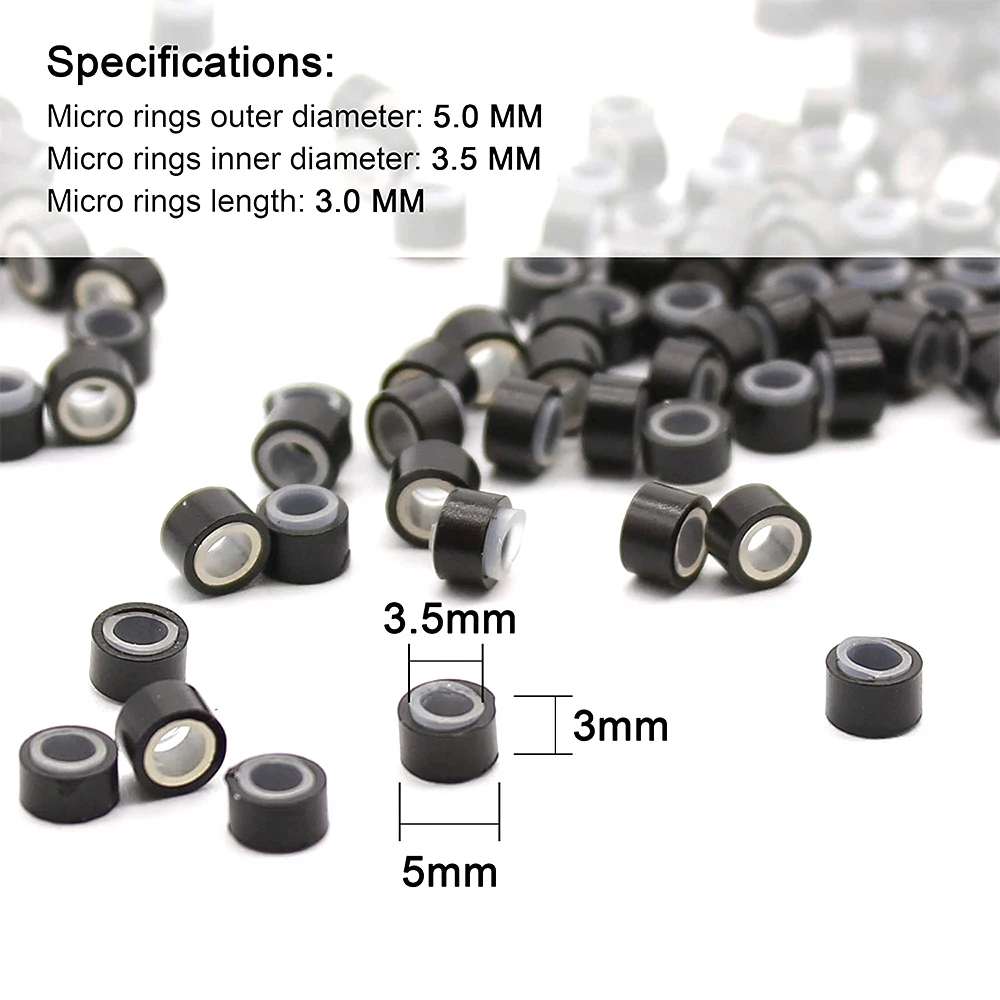 Silicone Micro Link Rings Beads Silicone-lined 200Pcs Standard Micro-Links for Hair Extensions Stick I Tip Hair Micro Loop Hair