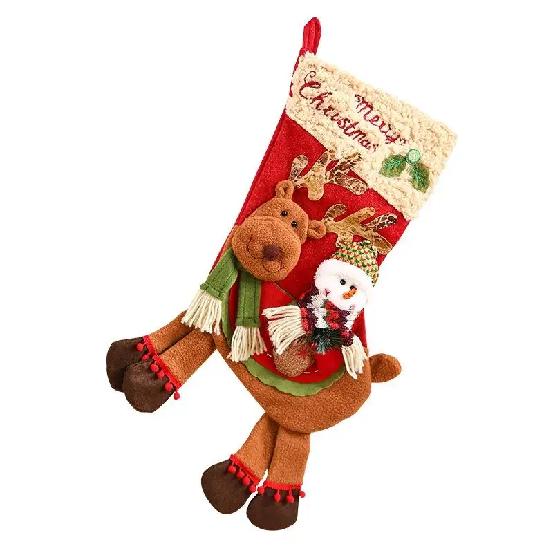 1PC 2026 2 Styles Christmas Large Boots Christmas Tree Decorations Candy Bag Santa Claus Elk Snowman Christmas Sock