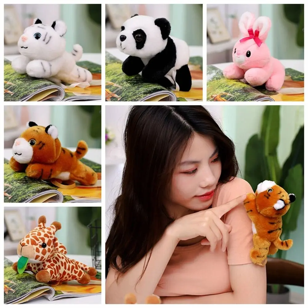 Stuffed Animals Magnetic Shoulder Plush Panda Tiger Clip on Shoulder Plush Doll Raccoon Decorative Animal Plush Toy Boys Girls