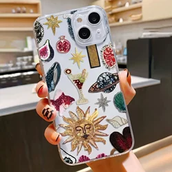Tropical Sunset Cocktail Print Transparent Soft TPU Phone Case - iPhone 15 Pro (Style 1)
