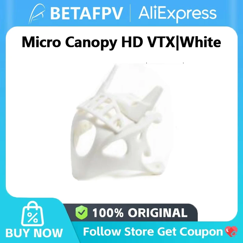 Détail des fixations du auvent HD VTX blanc BETAFPV, idéal pour drone course.