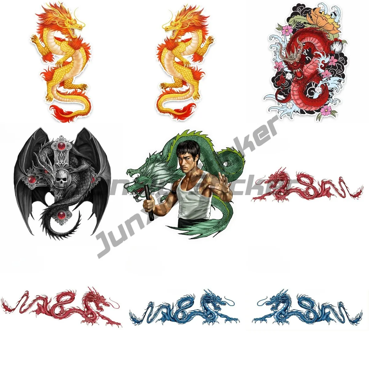 Cartoon Animation Dragon Fine Decal Anime Car Stickers Personality Graphics Scratch-Proof for JDM SUV RV Decor