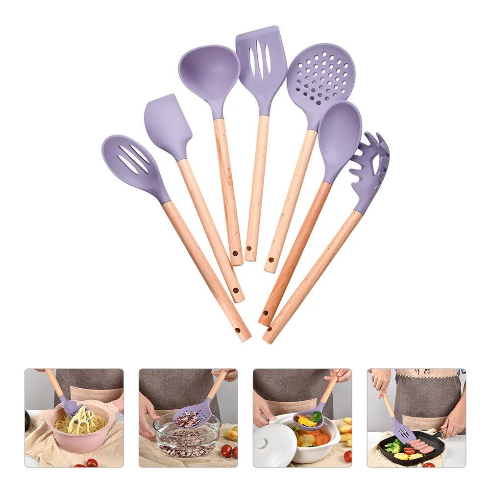 

1 Set of 8 pieces Kitchen Silicone Cooking Utensil Set Non- Heat Resistance Silicone Cooking Cookware Gadgets Tool