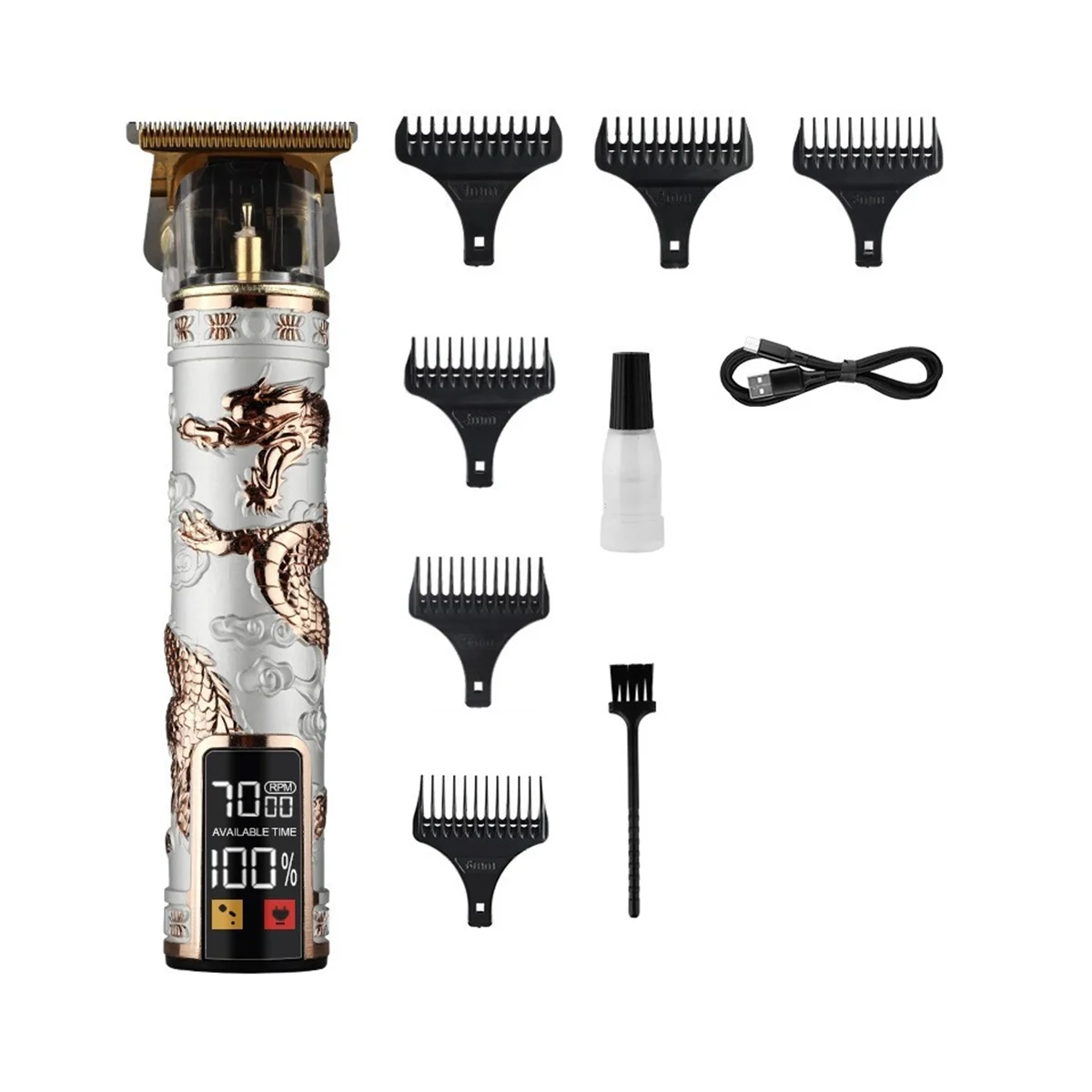 

Hair Trimmer Hair Clipper for Men USB Rechargeable Beard Trimmer Professional Cordless Hair Cutting Machine,White