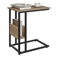 WOLTU Table basse en forme de C Table d'appoint de conception industrielle avec espace de rangement Table de canapé Table de chevet mince pour salon chambre 4