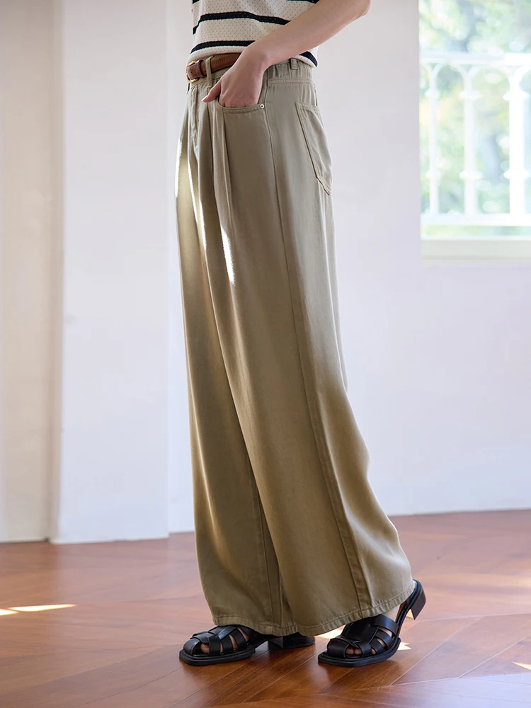 DUSHU Plus Size Summer Drape Straight Floor Length Pants For Slightly Fat Girl 2024 Summer High Waisted Casual Pants 24DS82021