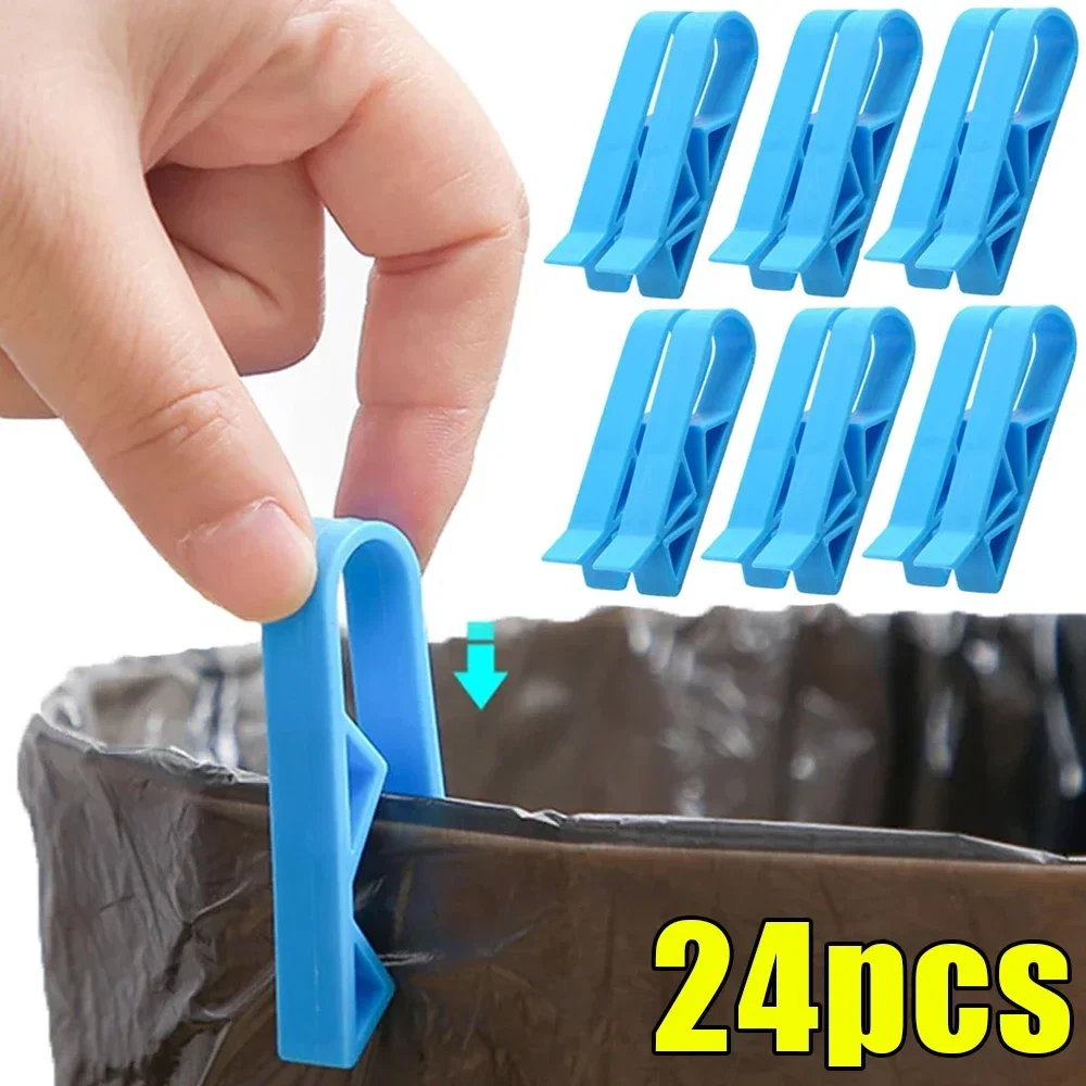 

24/2pcs Rubbish Bag Clips Practical Garbage Bag Anti-Slip Holder Clamp Waste Basket Can Fixation Clip Snack Bag Sealing Tools