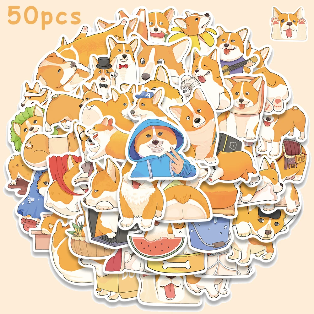 50pcs Cute Dog Koki Stickers Cartoon Animal Decals For Kids Water Bottles Book Luggage Guitar Skateboard Scrapbook Stickers the river cafe look book recipes for kids of all ages