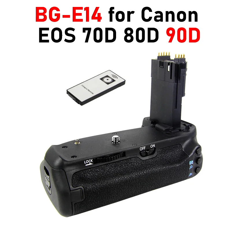 Impugnatura Batteria 70D Con Telecomando Senza Fili Per Canon Eos 70D 80D 90D Ricambio Per Impugnatura Batteria Canon Bg-E14