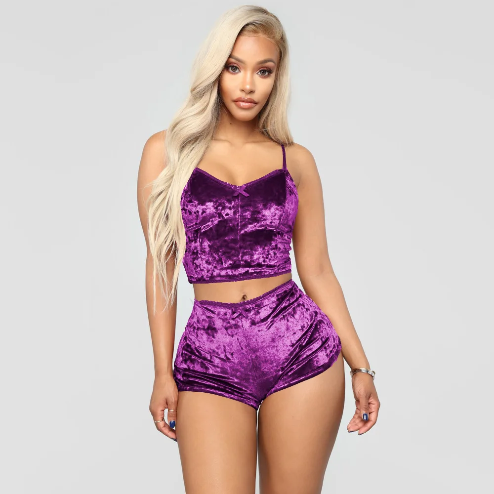 

Female sense velvet V-neck lingerie set erotic underwear