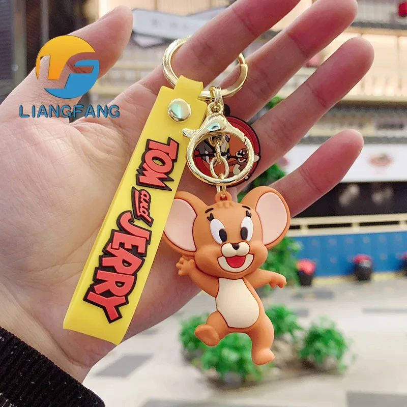 Tom and Jerry Anime Cartoon Ornament Keychain Car Key Bag Pendant Cute Cat And Mouse Action Doll Collectibles Kids Gift Toys