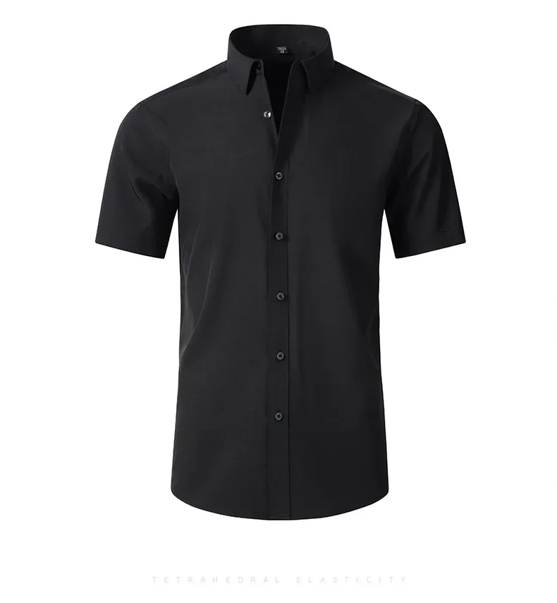 Hot-selling all-round elastic non-ironing plain men's short-sleeved shirts elastic business casual men's shirts can be wholesale 5