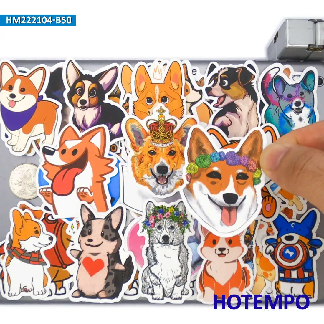 

50Pieces Cute Corgi Dog Funny Cartoon Pembroke Animals Graffiti Stickers for Kids Toys Notebook Guitar Phone Laptop Car Sticker