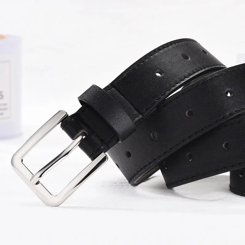1pc New Women's Belt Fashion Rectangle Buckle Belt High Grade Soft PU Leather Belt Trend Paired with Coat Jeans Belt Lady Belt