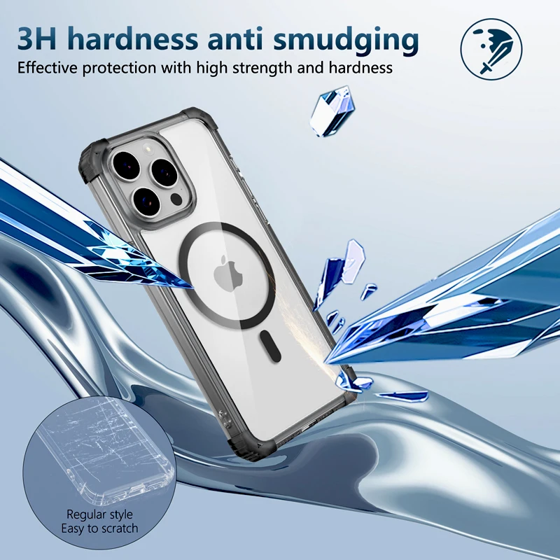 Shockproof Transparent Armor Case with MagSafe Compatibility