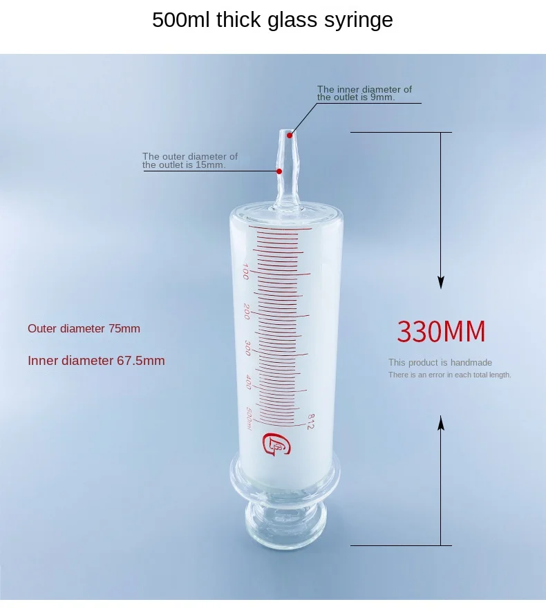 150ml/200ml/250ml/300ml/500ml/1000ml All Glass Syringes Large sausage device Gla