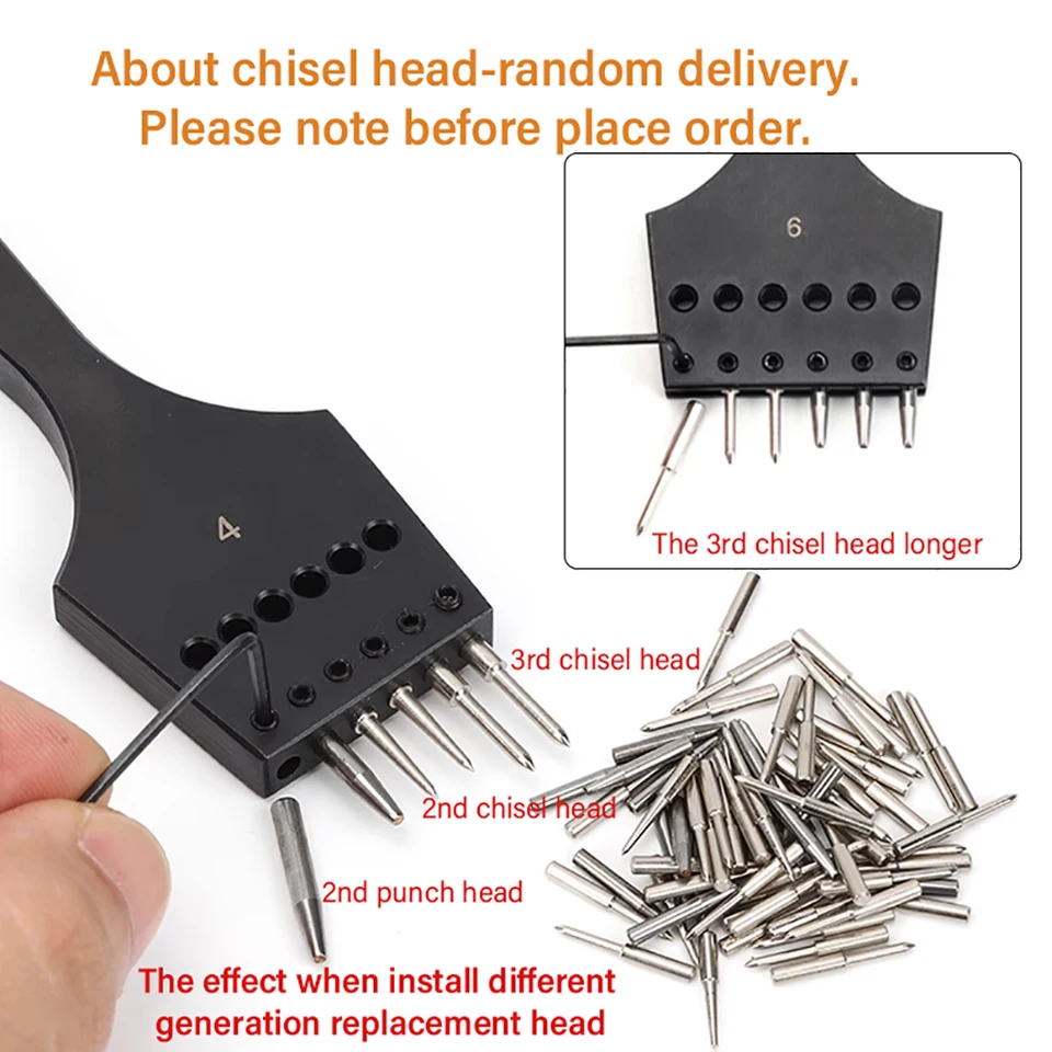 WUTA Leather Stitching Punch Set - 3rd Gen Removable Pricking Irons, 4mm 2+8 Hole, DIY Leather Craft Tools - View #8