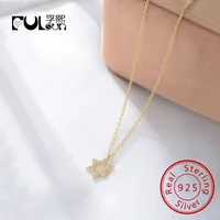 custom Design Good Price Sterling Silver Shining Star Pendant Hollow Star Sign Necklace For Girl