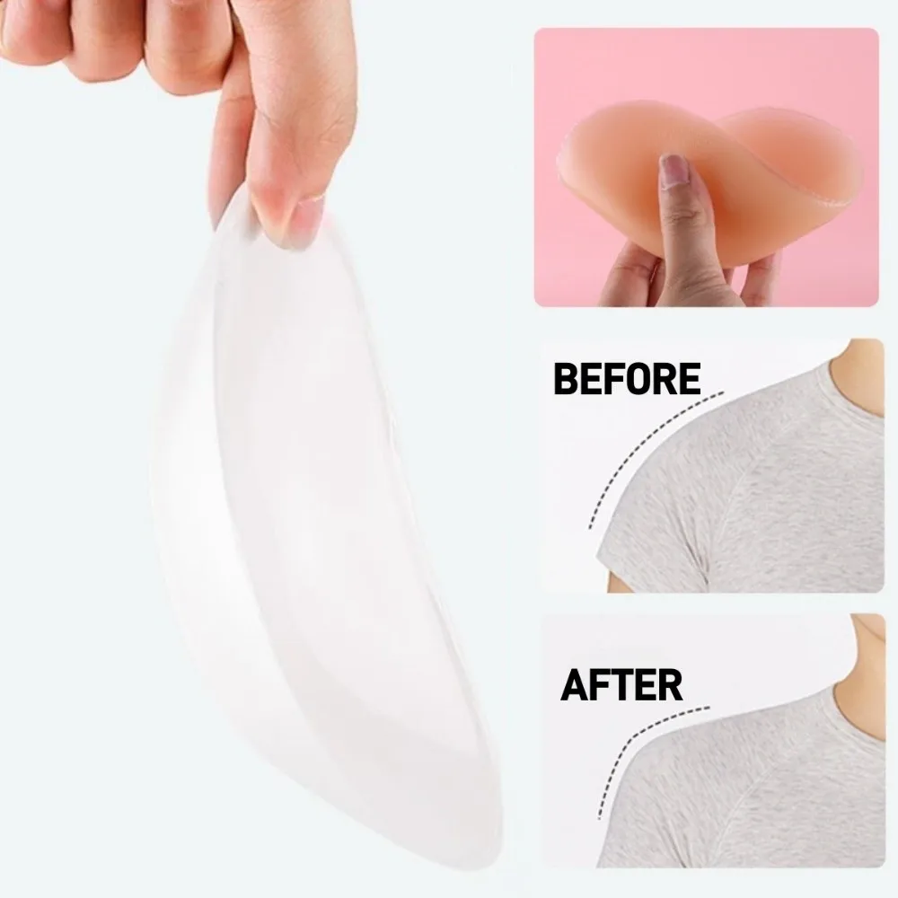 120g 남성용 3D 어깨 패드 탈부착 가능 자가 접착식 투명 어깨 패드 두꺼운 통기성 실리콘 어깨 보정 패드