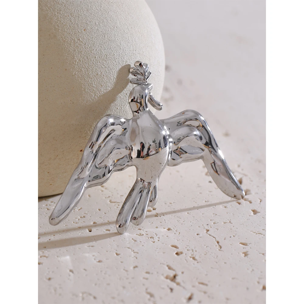 Yhpup Personalized Stainless Steel Bird Brooch Pin for Women Men
