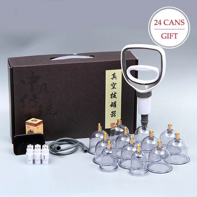 

24 Cans Vacuum Cupping Massage Set Chinese Medicine Physiotherapy Healthy Care Anti-Cellulite Suction Cups For Body Massager