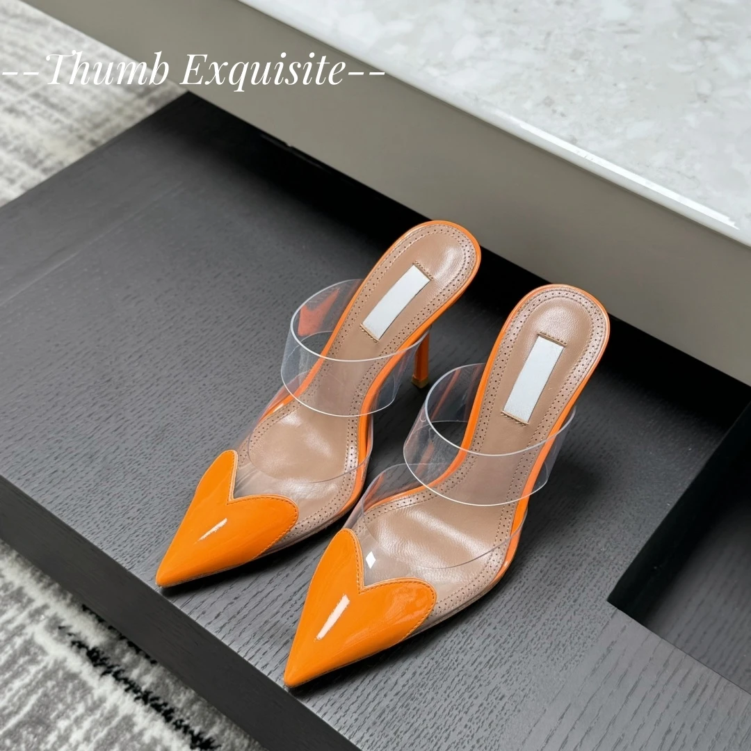 

Sexy Love Heart Sandals Transparent High Heels Women Elegant Stiletto Fashion Luxury Women Shoes High Quality Slippers
