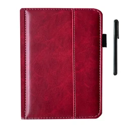 Premium Leather Flip Folio Cover for Kindle Paperwhite and Basic Touch (Wine Red)