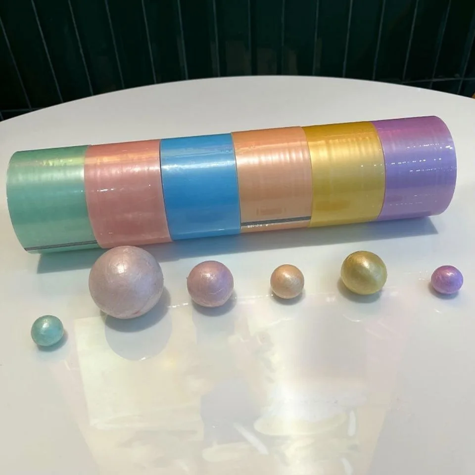 Cinta adhesiva de bola de perlas para manualidades, bola adhesiva divertida y interesante, cinta rodante para fiesta de cumpleaños, cintas adhesivas de bola relajantes