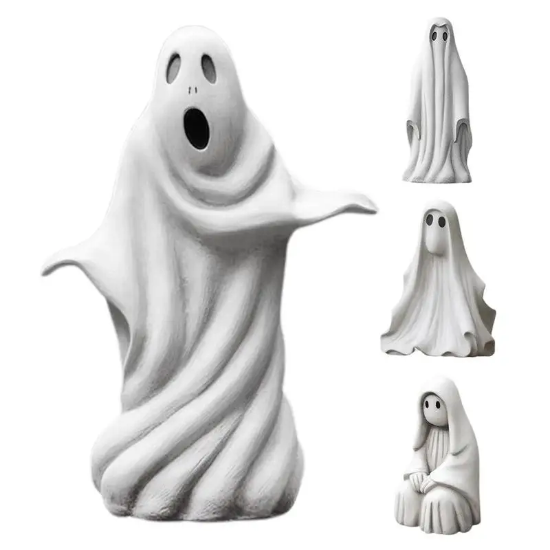 

Ghost Figurine Durable Halloween Garden Sculpture Black Ghost Outdoor Garden Statue Handmade Ghost Ornament Home Accessories