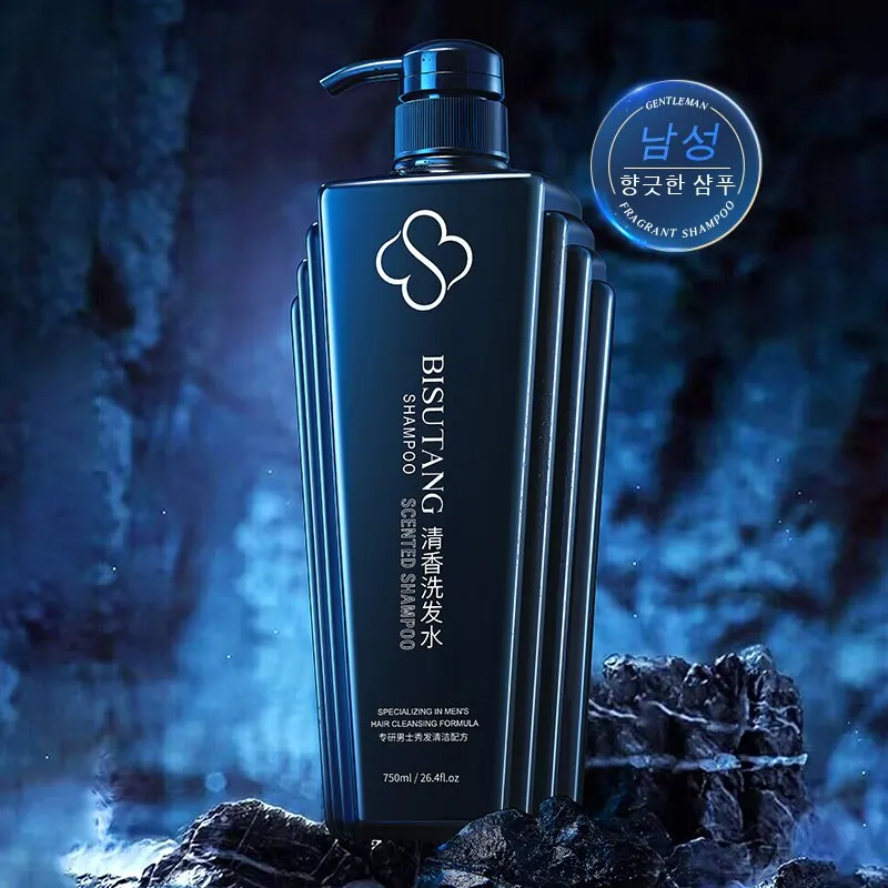 750 ML Bi Su Tang 남자 향기로운 샴푸, 남성 인증 제품에 대한 가려움증 푹신한 유연성 완화를 완화하는 비듬 제거
