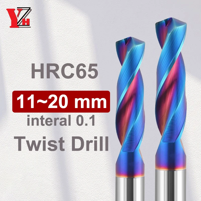 YZH Carbide Twist Drill 11-20mmDiameter HRC65 Tungsten General Stub and Straight Handle For CNC Drilling Metal Steel Iron Hole