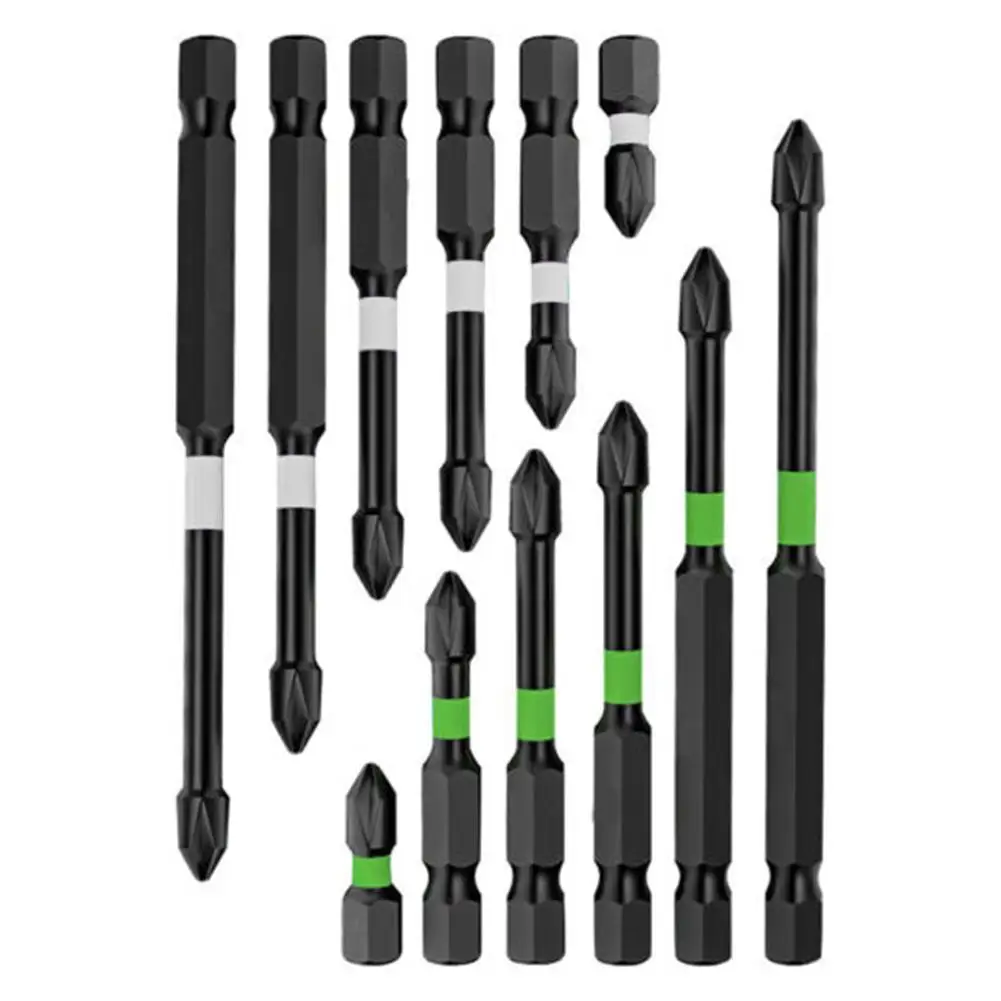 

6pcs Magnetic Batch Head Impact Strong Cross S2 High Hardness Screwdriver Bits 25-150mm Anti Non-slip WaterProof Bits