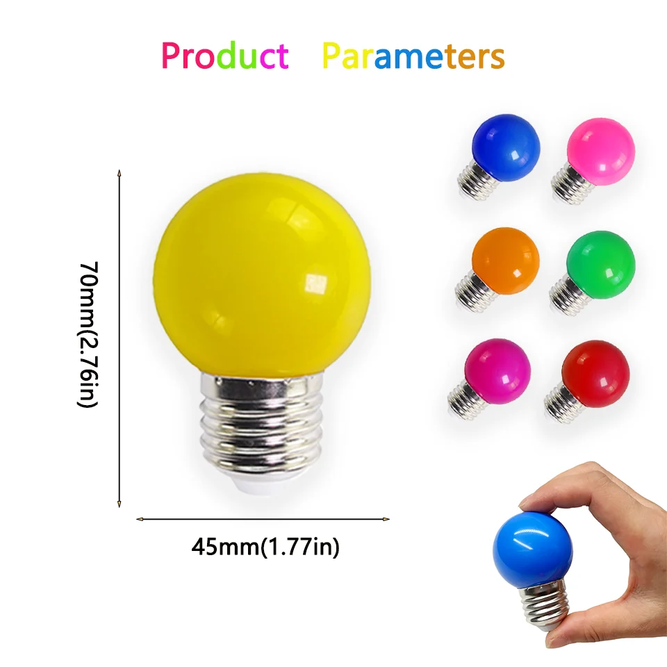 4PCS Colorful G45 LED Bulb E27 3W 220V RGB Blub Energy Saving LED Light Globe Lamp for Party, Festival, Home Decoration