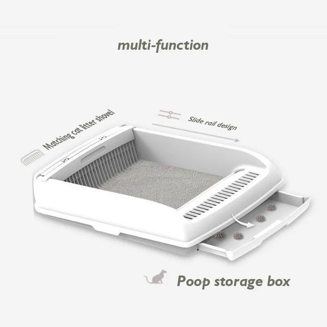 2025 Semi-automatic Litter Box Cleaning Oversized Deodorant Pooper Spatter-proof Semi-enclosed Cat Toilet 5