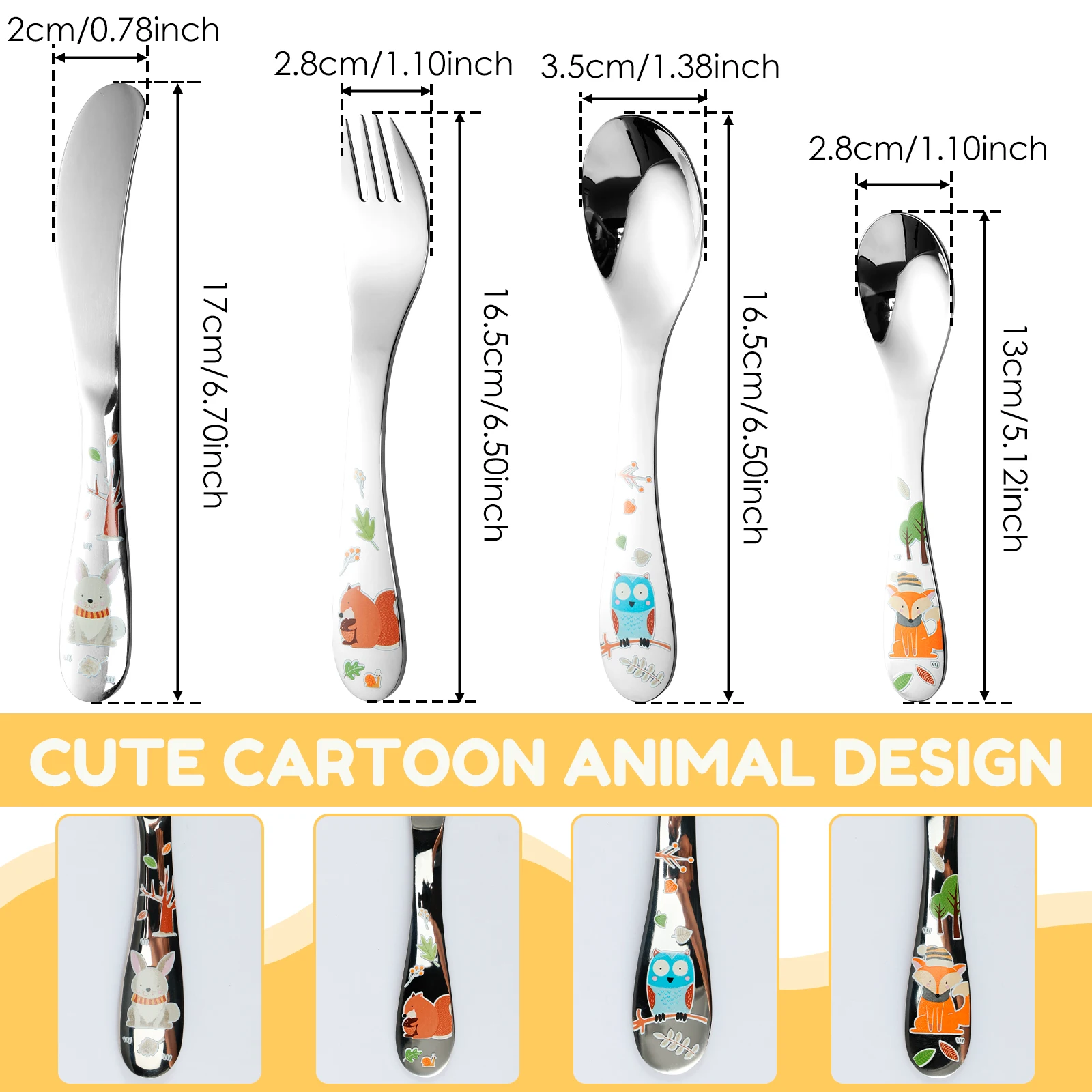 Kids Forks Spoons Flatware Cutlery Set Toddler Cutlery Kit Safe Mirror Polished Flatware Easy-to-Use Toddler Utensils Food-Grade
