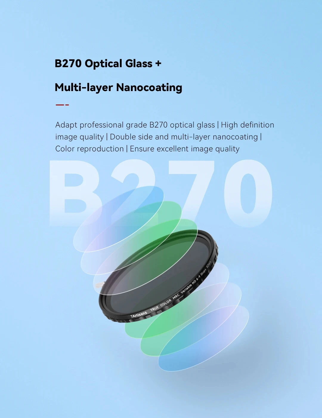 7artisans True Color VND Adjustable Neutral Density Filter 2-5/6-9 Levels 67mm/7