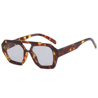 Lunettes de soleil rétro à Double pont pour femmes, grande monture, léopard, thé, dégradé de nuances, mode luxe, styliste pour hommes 4