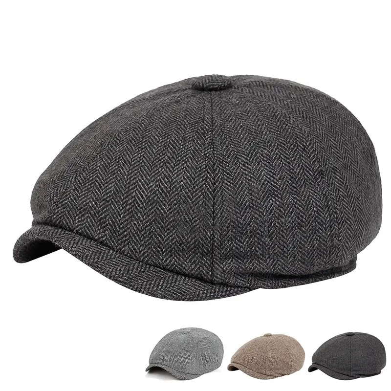 Retro Newsboy Caps Men British Painters Hats Autumn Winter Berets Herringbone Flat Cap Hip Hop Berets Retro Newsboy Caps Men British Painters Hats Autumn Winter Berets Herringbone Flat Cap Hip Hop Berets