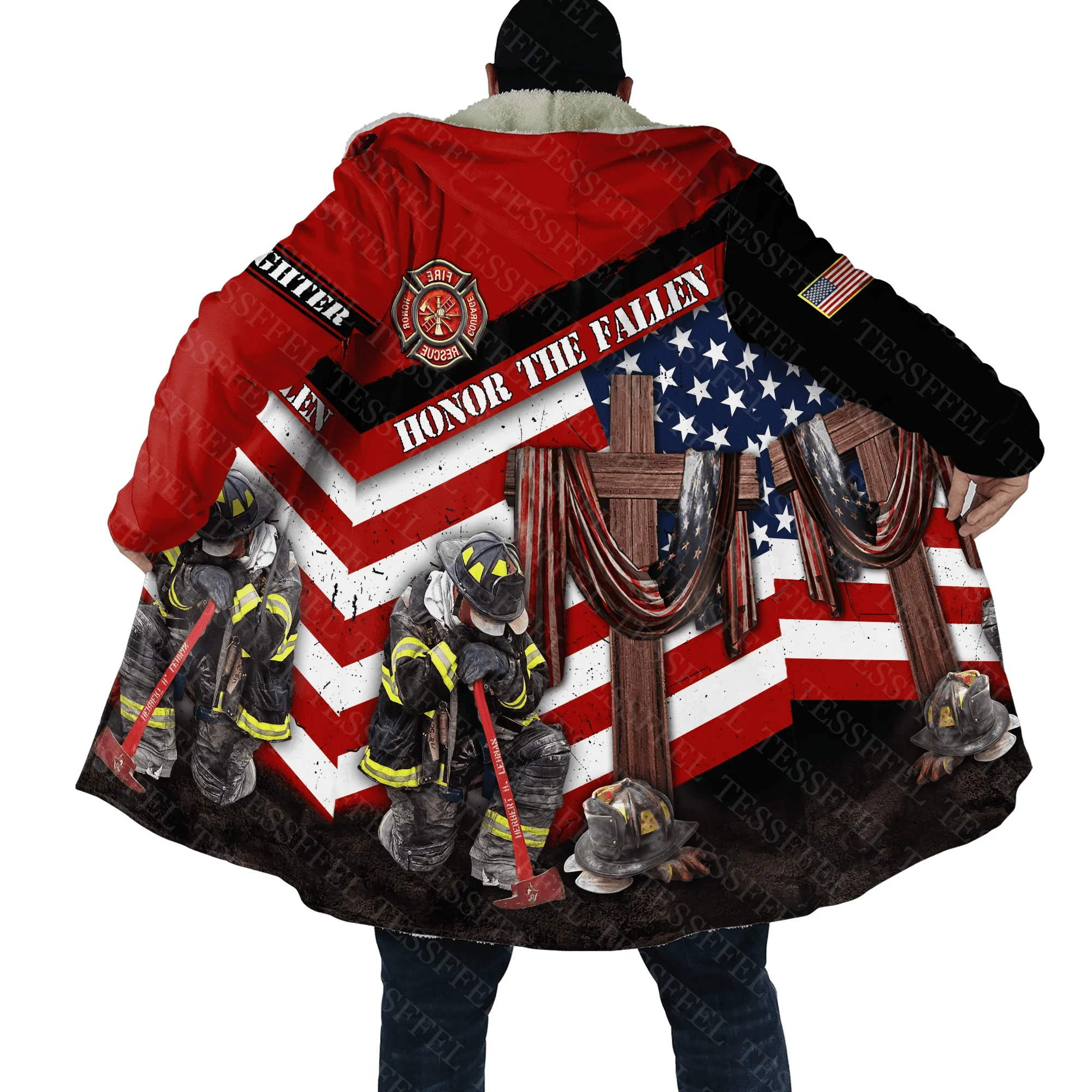 Name Cosplay Firemen Firefighter Skull Tattoo 3DPrint Streetwear Windbreaker Winter Casual Hood Cloak Fleece Hoodies R