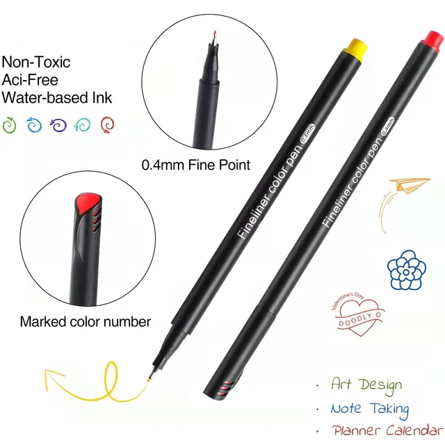 Taotree Journal Planner Pens, 24 Black Fine Point Pens, Ideal for Art,  Crafts, Scrapbooks, School, Office, and More