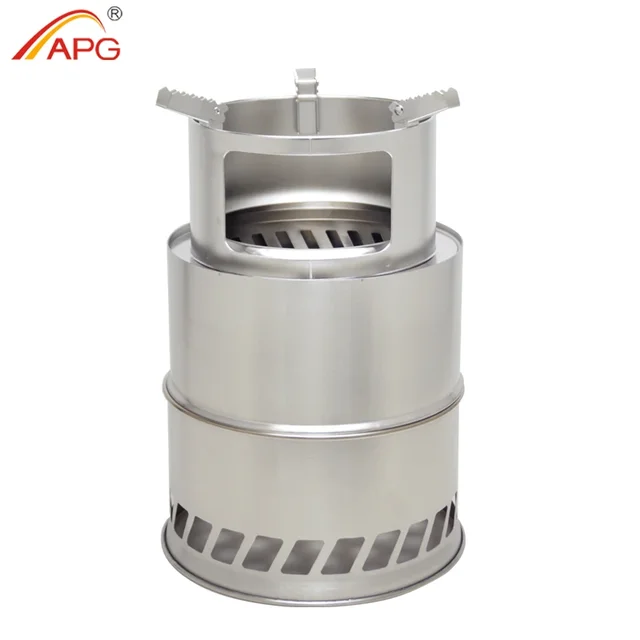 APG Large Size Camping Wood Stove Split Portable Gas Stainless Steel Gas Firewood Burners Backpacking Furnace