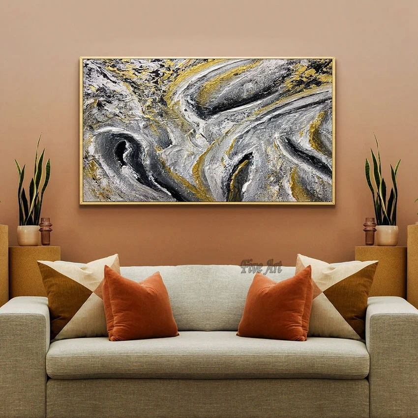 

Heavy Texture Gold Foil Large Size Simple Abstract Designs Decorative Oil Painting Canvas Wall Art Acrylic Living Room Pictures