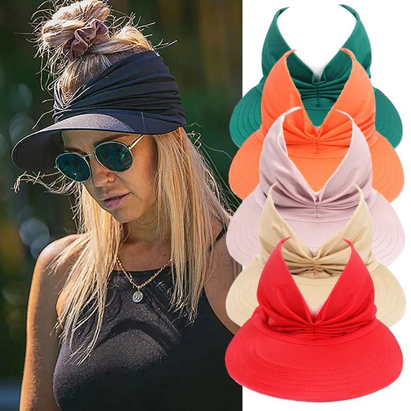 Women Sun Visor Sun Hat Women Anti-ultraviolet Elastic Hollow Top Hat Outdoor Quick-drying Sun Hat Summer Beach Hat 2021 New