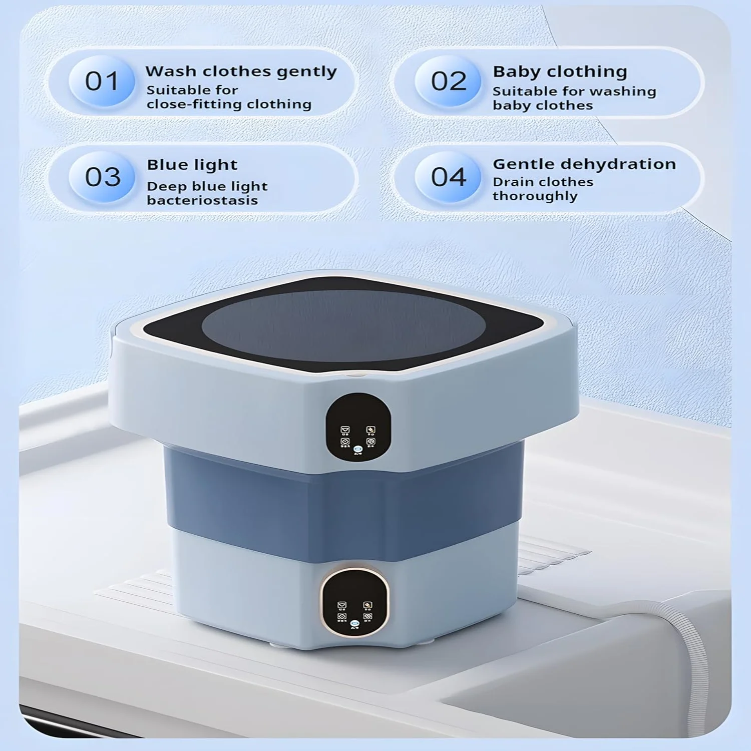 Portable washing machine, 12L folding washing machine, deep cleaning underwear, baby clothes and small clothes, suitable for a
